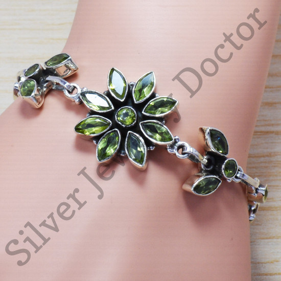 New Peridot Gemstone 925 Sterling Silver Fashion Jewelry Bracelet SJWBR-162