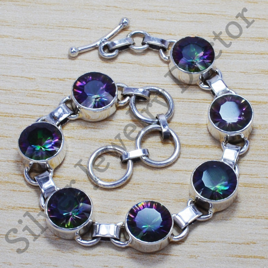 925 Sterling Silver Jewelry Nice Mystic Topaz Gemstone Bracelet SJWBR-164