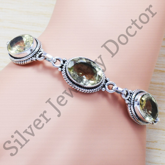 Citrine Gemstone Sterling Silver Modern Design Jewelry Bracelet SJWBR-180