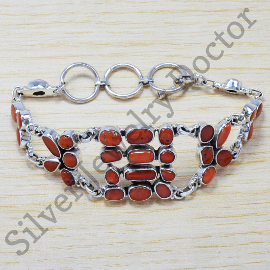 Designer Carnelian Gemstone Silver Inexpensive Jewelry Bracelet SJWBR-181