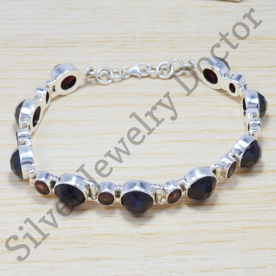 Beautiful Garnet Gemstone Silver Jewelry Handmade Bracelet SJWBR-184