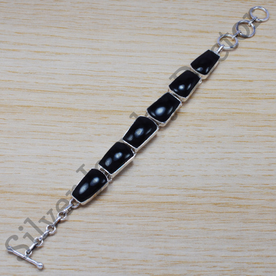 Black Onyx Gemstone 925 Sterling Silver Wholesale Jewelry Bracelet SJWBR-190