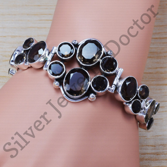 Sterling Silver Exclusive Jewellery Smoky Gemstone Elegant Design Bracelet SJWBR-198