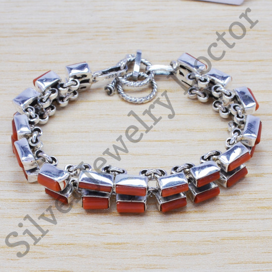 Beautiful Sterling Silver Antique Carnelian Jewellery New Bracelet SJWBR-207