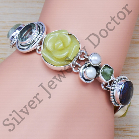 Designer Multy Gemstones Sterling Silver Gemstone Jewelry Bracelet SJWBR-209