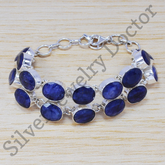 sapphire gemstone 925 sterling silver fancy jewelry handamde bracelet SJWBR-216