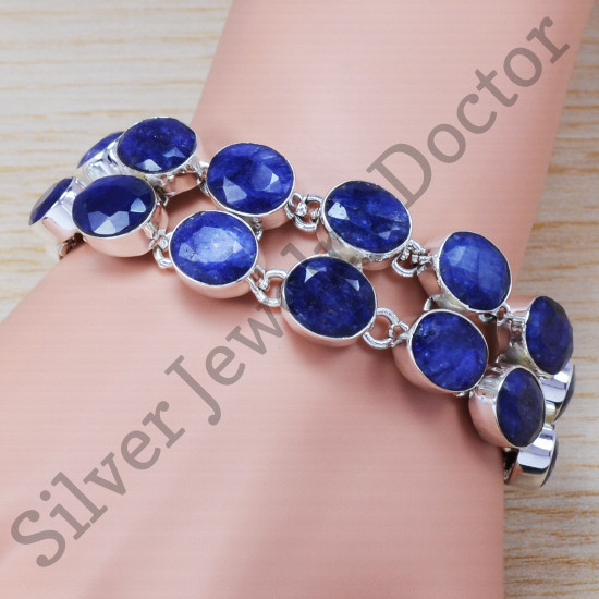 sapphire gemstone 925 sterling silver fancy jewelry handamde bracelet SJWBR-216