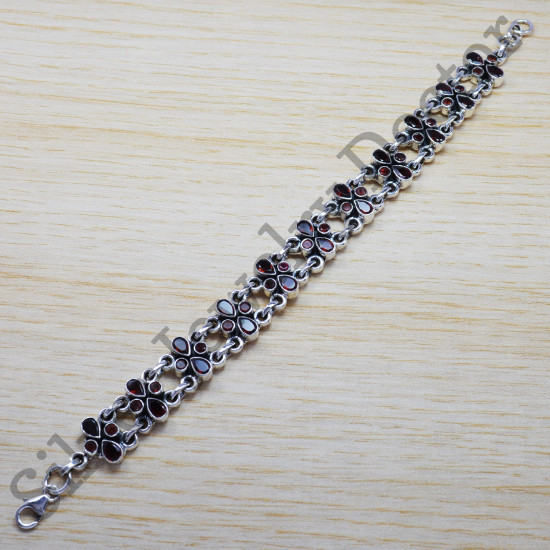 Garnet gemstone handmade jewelry 925 sterling silver royal bracelet SJWBR-219