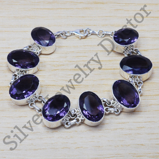 amethyst gemstone wholesale jewelry 925 sterling silver fine bracelet SJWBR-222