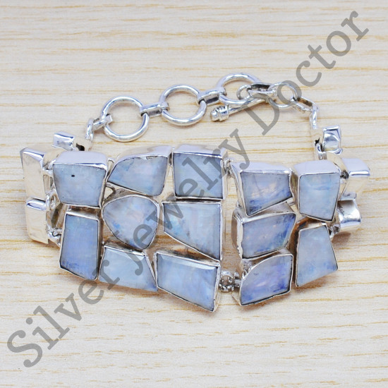 925 sterling silver fine jewelry rainbow moonstone wholesale bracelet SJWBR-231
