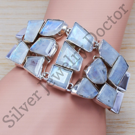 925 sterling silver fine jewelry rainbow moonstone wholesale bracelet SJWBR-231