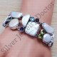 beautiful pearl and multi gemstone genuine 925 sterling silver bracelet SJWBR-238