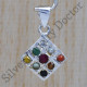 Beautiful Stylish Navratana 925 Sterling Silver Jewelry Traditional Look Pendant SJWP-3