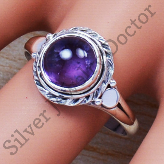 Real Amethyst Gemstone 925 Sterling Silver Handmade Jewelry Ring SJWR-444