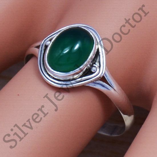 925 Sterling Silver Green Onyx Gemstone Jewelry Factory Direct Beautiful Ring SJWR-470
