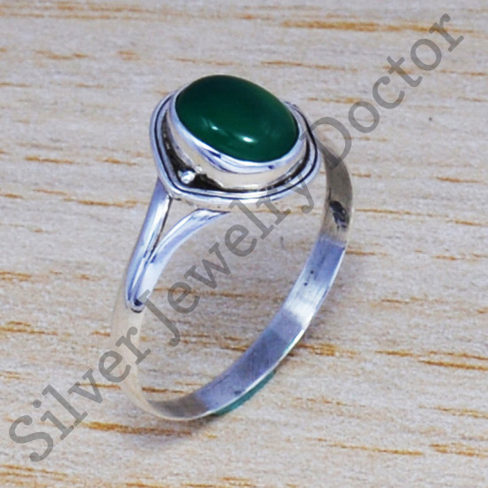 925 Sterling Silver Green Onyx Gemstone Jewelry Factory Direct Beautiful Ring SJWR-470