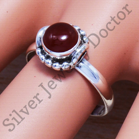 925 Sterling Silver Carnelian Gemstone Jewelry Wholesale Finger Ring SJWR-479
