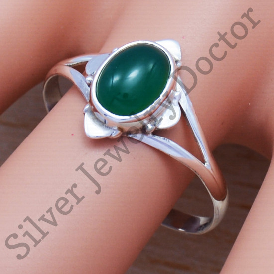 Wholesale 925 Sterling Silver Jewelry Green Onyx Gemstone Classic Ring SJWR-505
