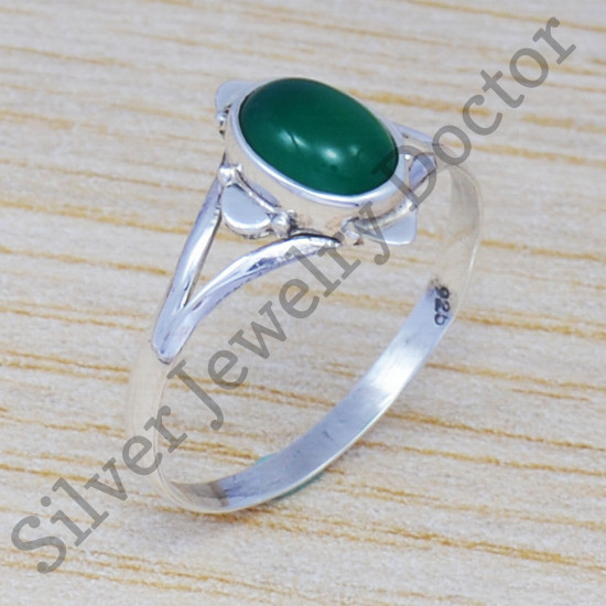Wholesale 925 Sterling Silver Jewelry Green Onyx Gemstone Classic Ring SJWR-505