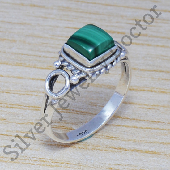 Genuine 925 Sterling Silver Malachite Gemstone Beautiful Handmade Jewelry Ring SJWR-509