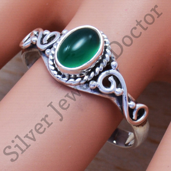 Factory Direct 925 Sterling Silver Green Onyx Gemstone Jewelry Handmade Ring SJWR-518