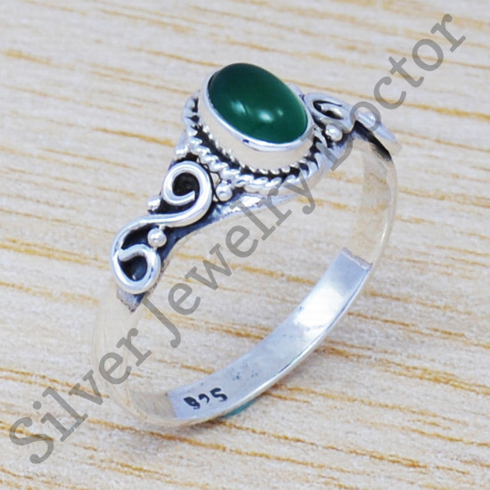 Factory Direct 925 Sterling Silver Green Onyx Gemstone Jewelry Handmade Ring SJWR-518