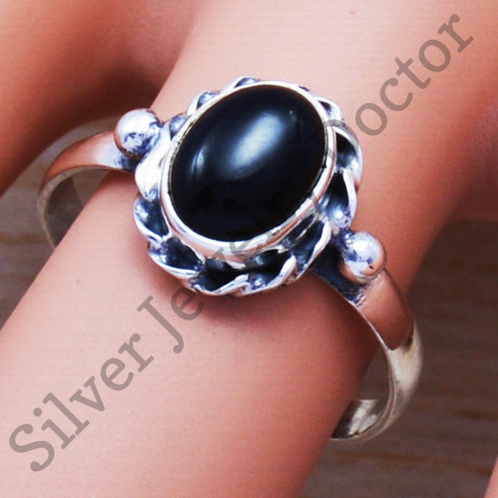 925 Sterling Silver Handmade Jewelry Black Onyx Gemstone Fine Ring SJWR-531