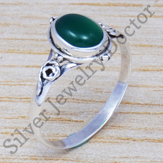 Beautiful 925 Sterling Silver Wholesale Green Onyx Gemstone Jewelry Fine Ring SJWR-542