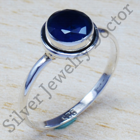 Authentic 925 Sterling Silver Sapphire Gemstone Jewelry Wholesale Price Ring SJWR-570