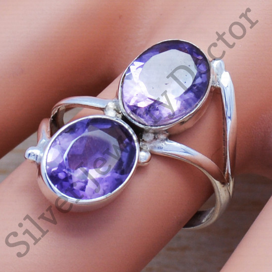 Amethyst Gemstone Pure 925 Sterling Silver Jewelry Handmade Ring SJWR-583