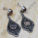 925 Solid Sterling Silver Jewelry Oxidized Rose Quartz Gemstone Stud Earring SJWES-5