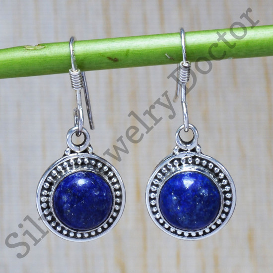 Lapis Lazuli Gemstone 925 Sterling Silver Jewelry Oxidized Wholesale Earring SJWE-75