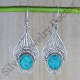 Turquoise Gemstone Magnificent 925 Sterling Silver Oxidized Jewelry Earring SJWE-80