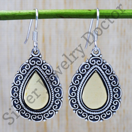 925 Sterling Silver Brass And Antique Indian Jewelry Earring SJWE-138