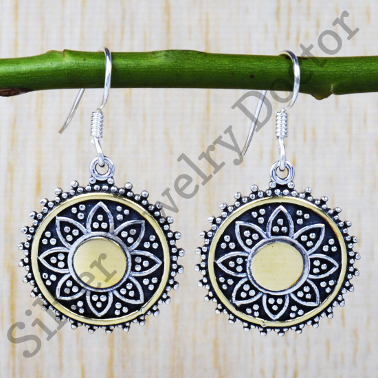 Authentic 925 Sterling Silver And Brass Light Weight Jewelry Fine Earring SJWE-151
