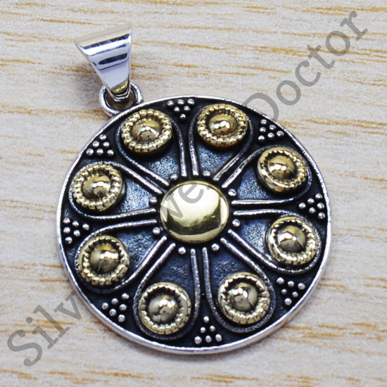 Anniversary Gift Brass And Jewelry 925 Sterling Silver Fancy Pendant SJWP-11