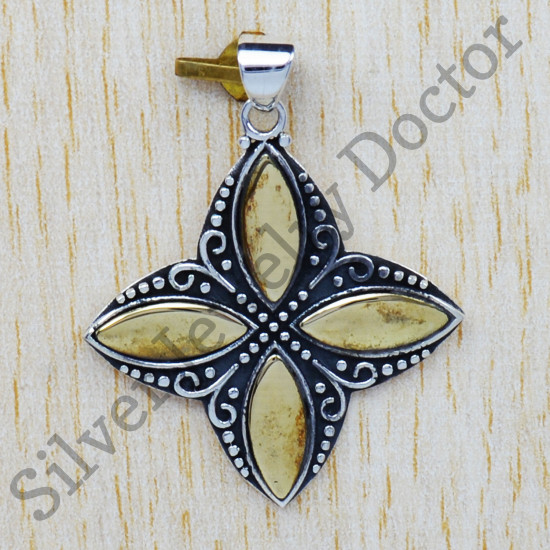 925 Sterling Silver Brass And Jewelry Wholesale Semi Precious Pendant SJWP-19