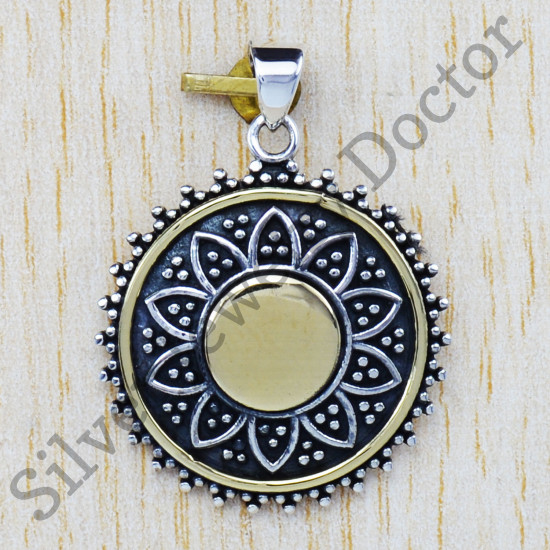Authentic 925 Sterling Silver Jewelry And Brass Semi Precious Pendant SJWP-32