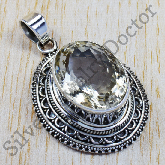 Pure 925 Sterling Silver Jewelry Citrine Gemstone Amazing Look Pendant SJWP-50