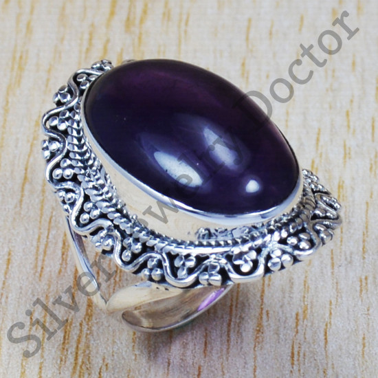 925 Sterling Silver Jewelry Amethyst Gemstone Traditional Look Rings SJWR-623