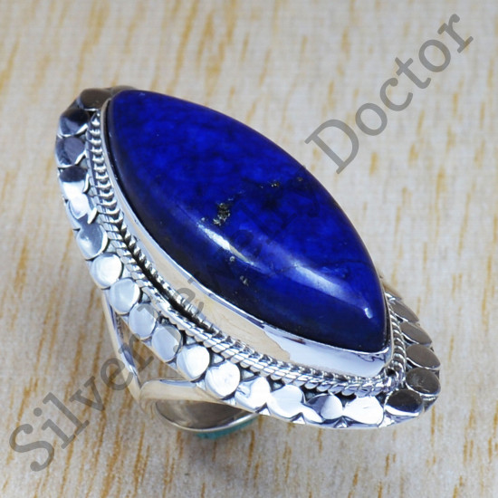 925 Sterling Silver Lapis Lazuli Gemstone Beautiful Jewelry Finger Ring SJWR-636