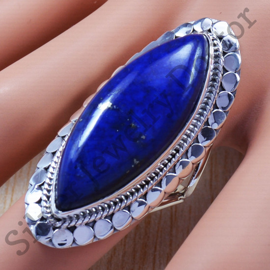 925 Sterling Silver Lapis Lazuli Gemstone Beautiful Jewelry Finger Ring SJWR-636