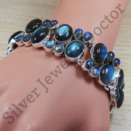 925 sterling silver Traditional Look jewelry Labradorite Gemstone bracelet SJWBR-245