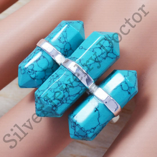 Anniversary Gift Turquoise Gemstone 925 Sterling Silver Jewelry Ring SJWR-651