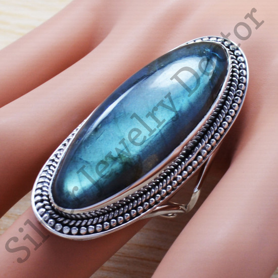 925 Sterling Silver Jewelry Labradorite Gemstone Women's Finger Ring SJWR-675