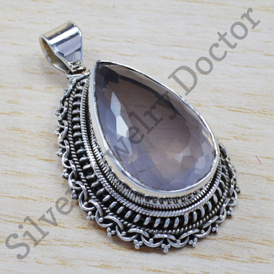 925 Sterling Silver Women's Jewelry Rose Quartz Gemstone Pendant SJWP-68