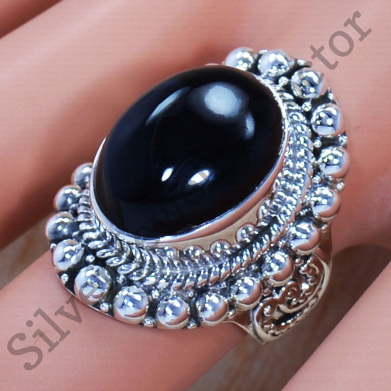 925 Sterling Silver Jewelry Beautiful Black Onyx Gemstone Wedding Ring SJWR-722