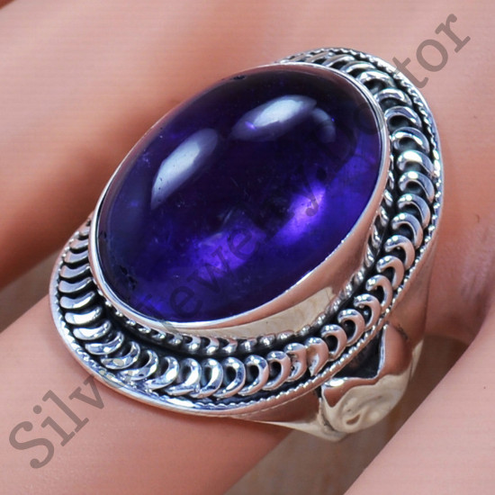 925 Sterling Silver Causal Wear Jewelry Amethyst Gemstone Ring SJWR-792
