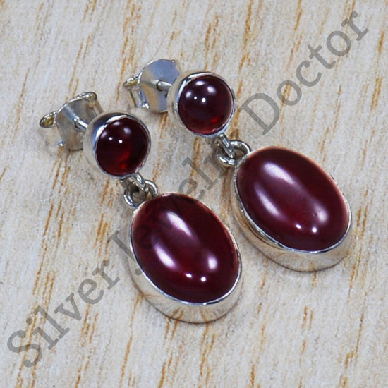 Authentic 925 Sterling Silver Jewelry Ruby Gemstone New Fashion Stud Earrings SJWES-30