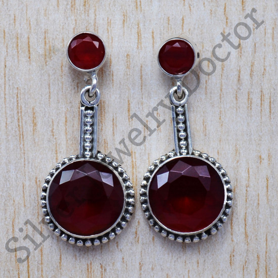 Causal Wear Jewelry 925 Sterling Silver Ruby Gemstone Stud Earrings SJWES-68